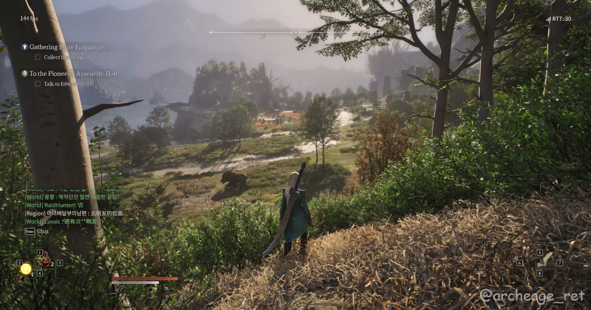 草原と水辺を見渡すArcheAge Chroniclesのフィールド